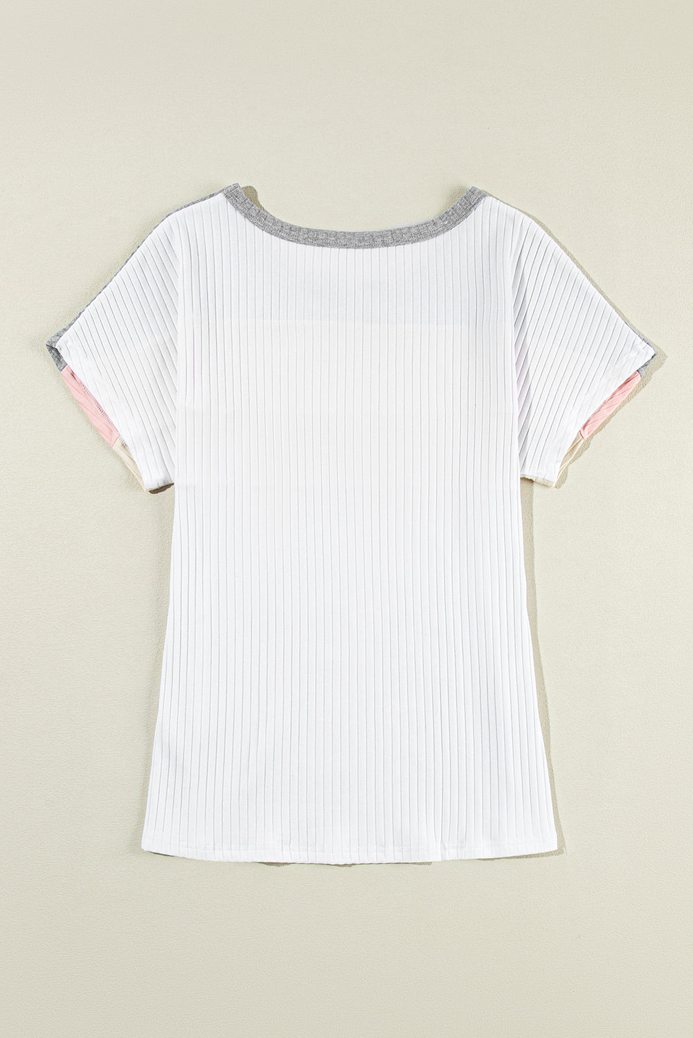 T-shirt patchwork color block côtelé blanc