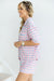 Set of short -sleeved pajamas with purple checkered pattern