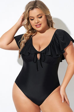 Maillot de bain une pièce noir grande taille *