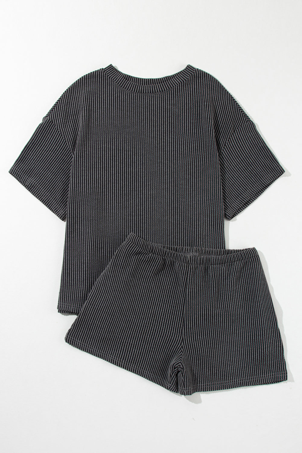 Cobre Grey acanalado texturado TEE de ajuste suelto y pantalones pantalones cortos