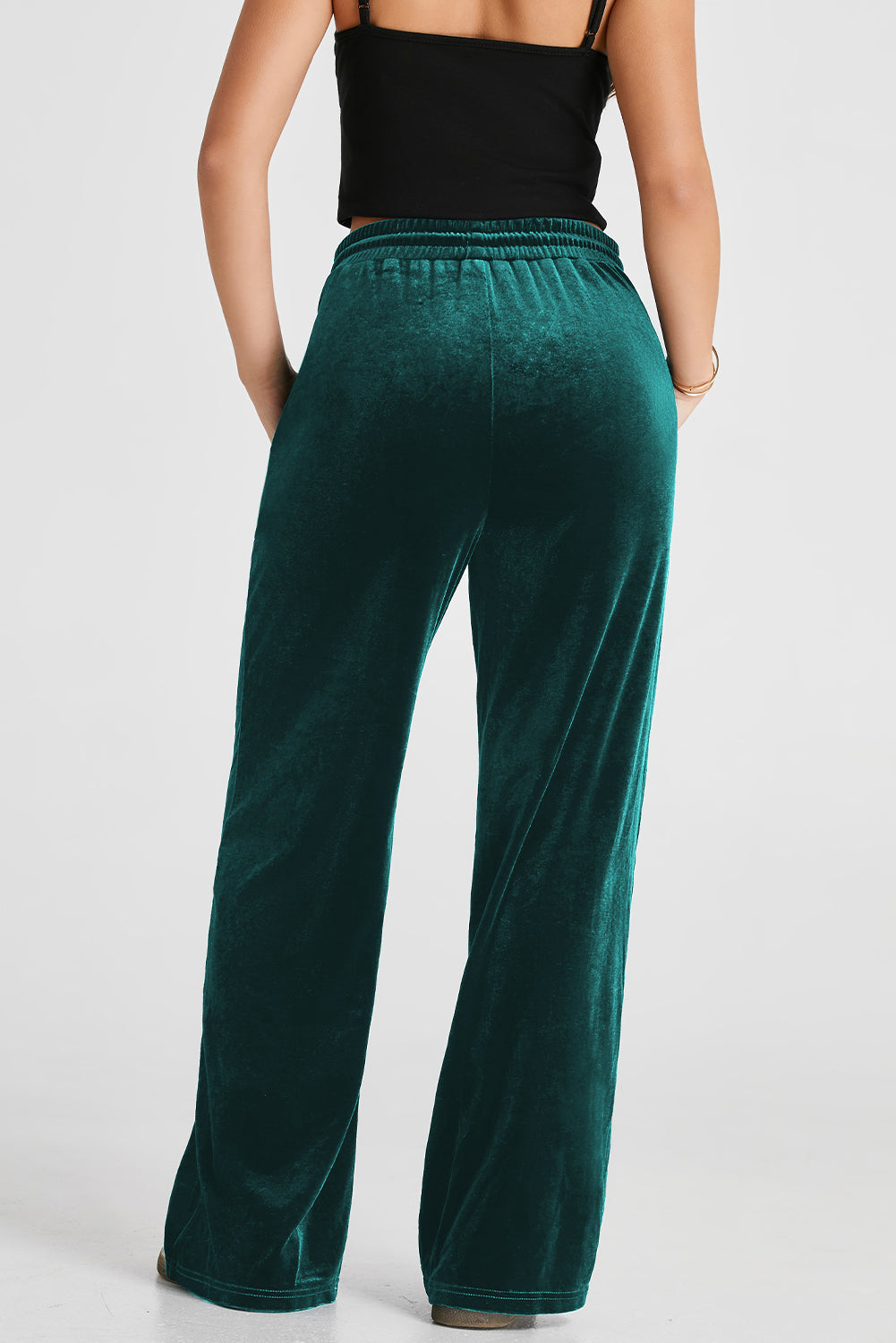 Evergreen - Pantalon large uni à taille avec cordon de serrage