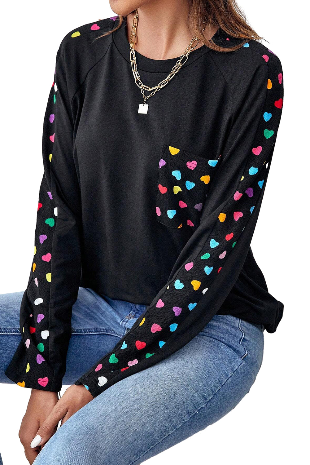 Black's San Valentino Love Hearts Raglan Sleeve Top