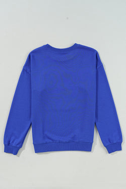 Dark Blue Game Day Crewneck Graphic Sweatshirt