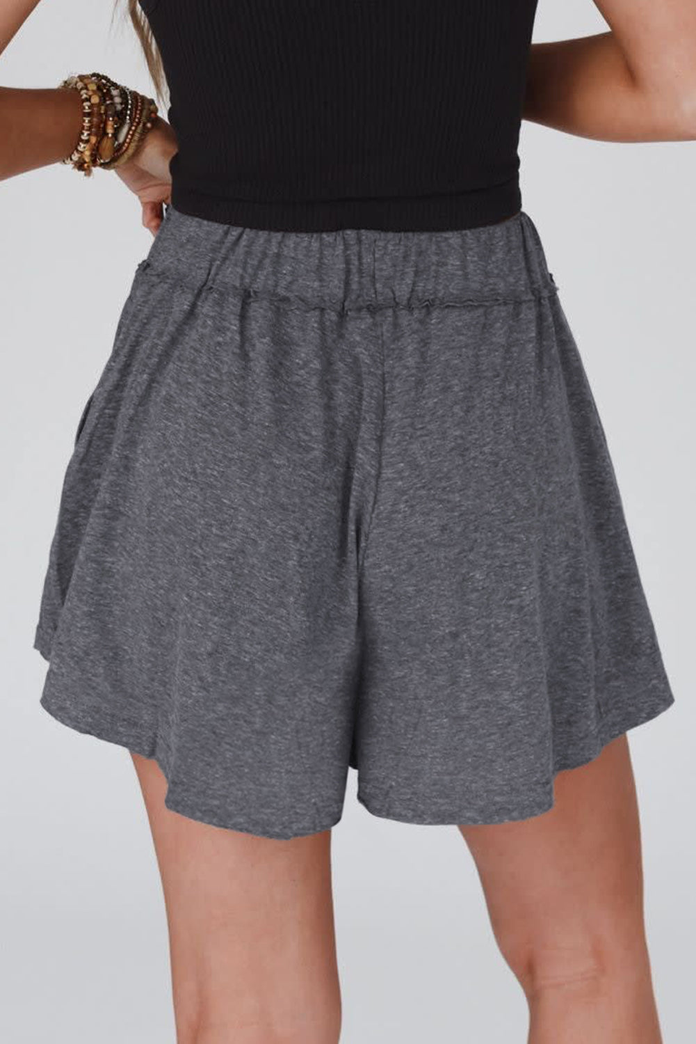 Shorts culotte de taille élastique grise