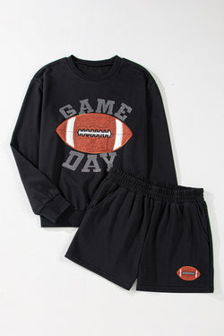 Pull et short graphiques noirs GAME DAY Rugby Football, tenue décontractée