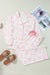 Pink pajama set with long sleeves and flower pants