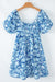 Short dress blue babydoll with flowers *