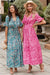 Vestido largo con volantes y varios niveles de estilo impresos en color rosa imprimido bohemio