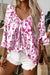 Blusa recogida con 3/4 mangas y collar V *