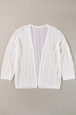 Elegante cárdigan blanco en Openwork Knit *