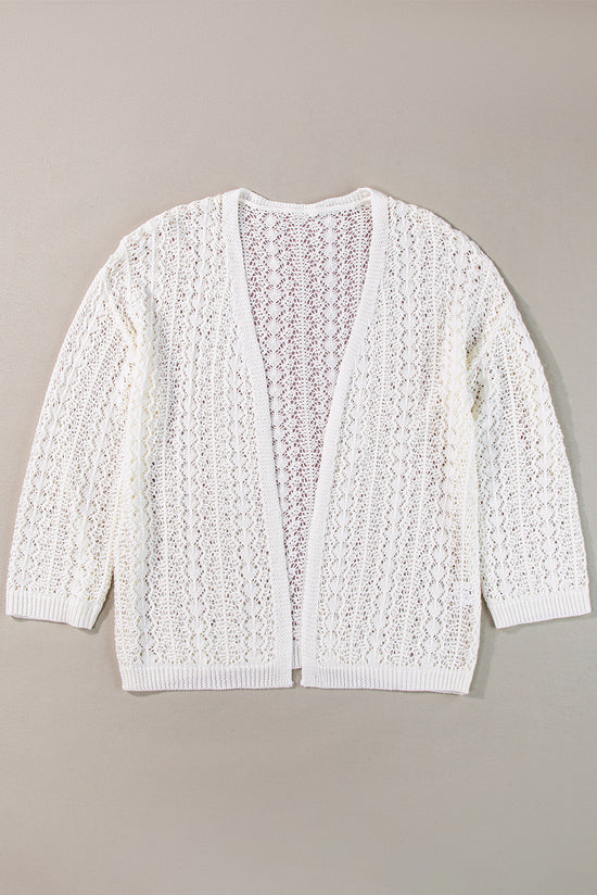 Cardigan blanc élégant en tricot ajouré *