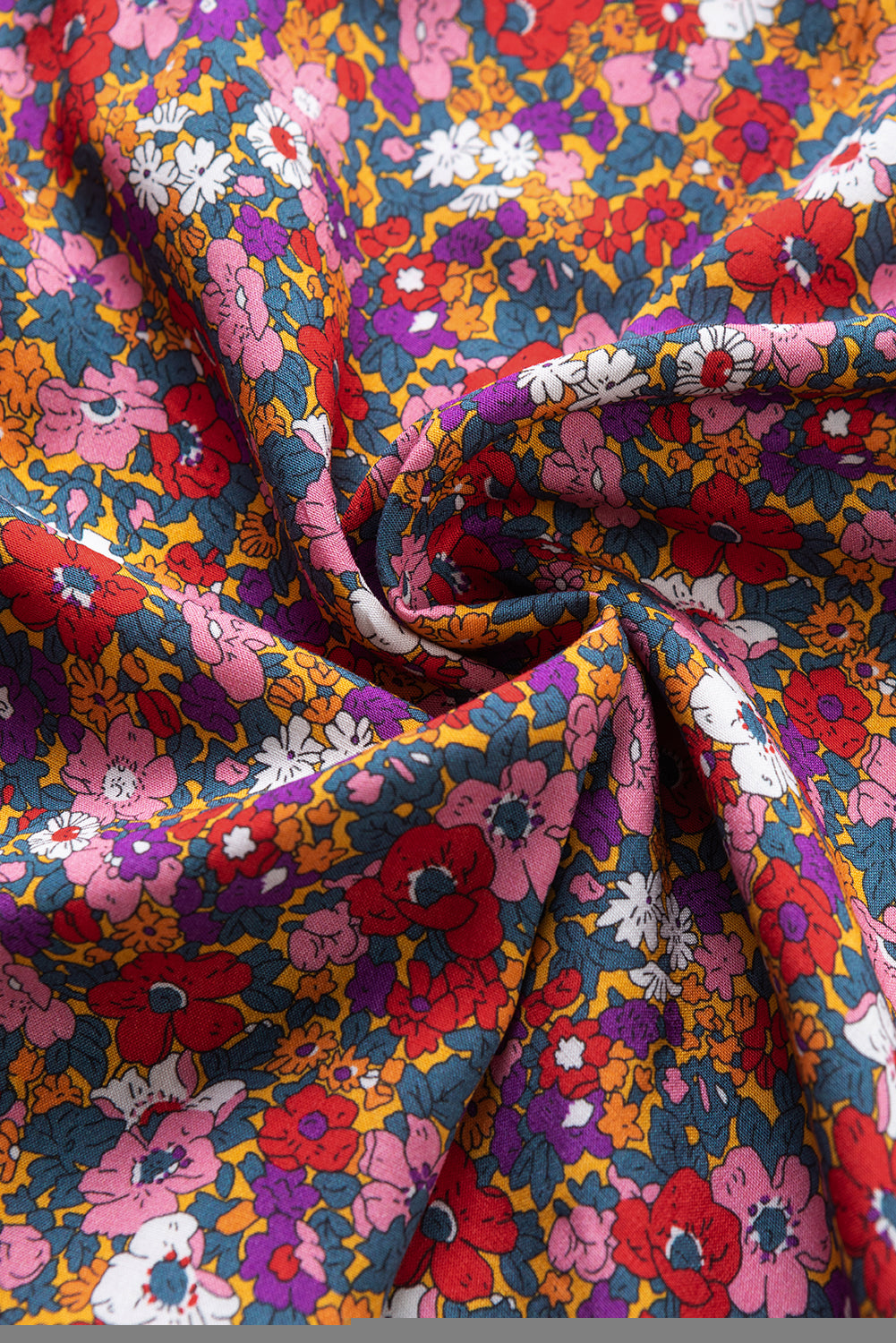 Chemisier à imprimé floral noué à col haut et manches bouffantes violet-A WOMAN WE LOVE