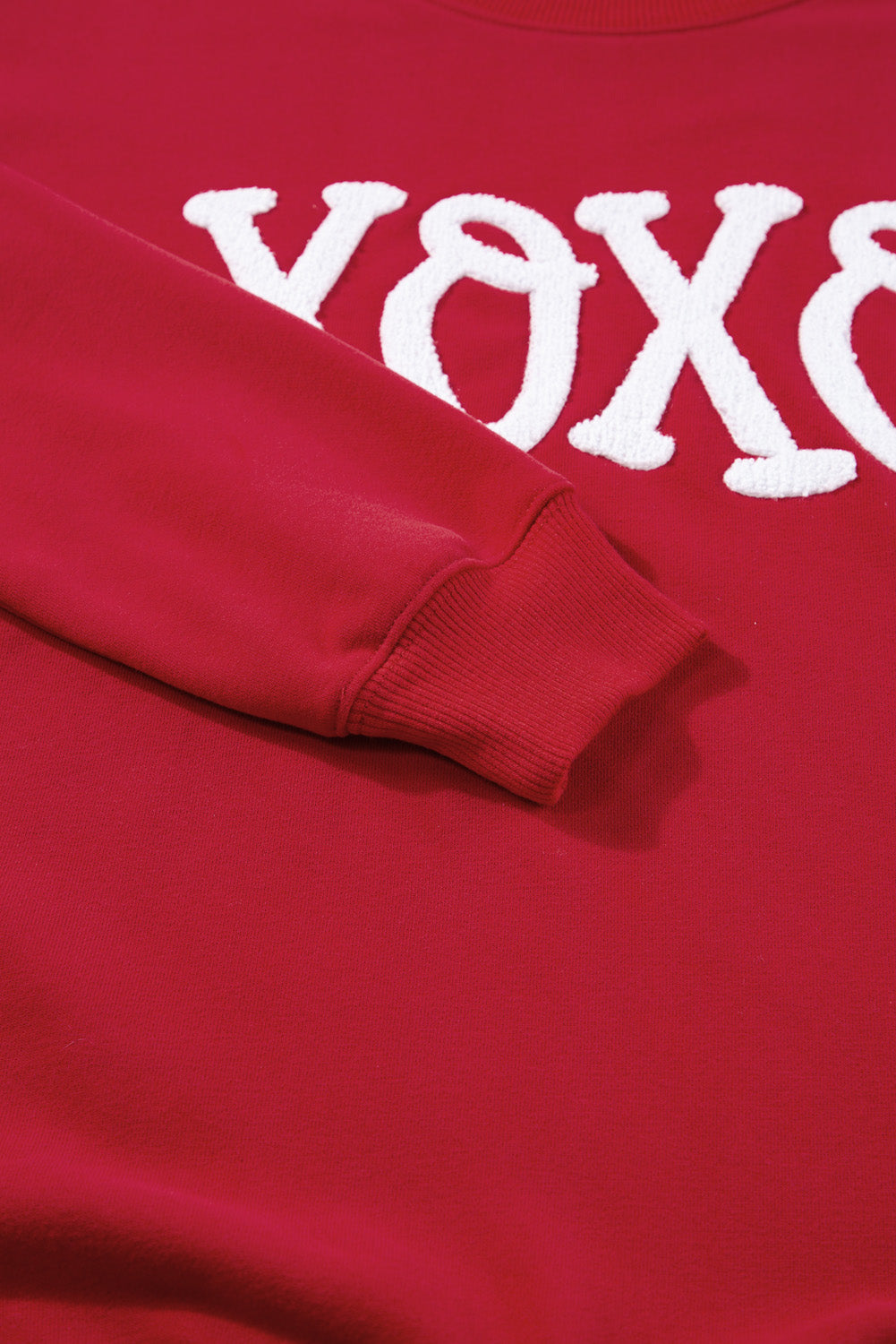 Racing Red Aphabet Chenille Embroidered Sweatshirt