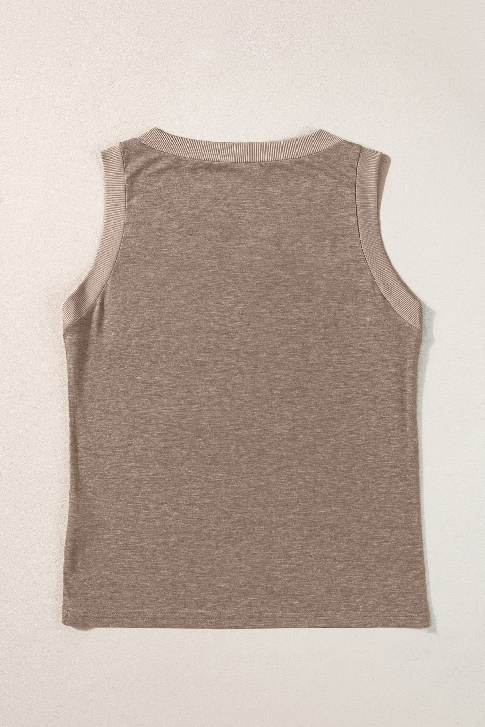 Einfach ribbed V -Neck -Tank Taupe Taupe