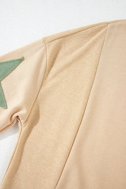 Parchment Star Oversized Sweatshirt with Exposed Seams and Patchwork