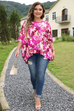 Gran blusa roja con estampado floral *