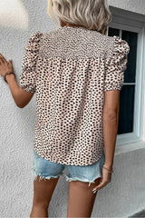 Blouse léopard kaki froncée à-A WOMAN WE LOVE