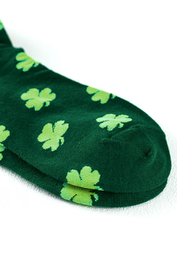 Calcetines de tubo verde oscuro con estampado de trébol de St Patricks