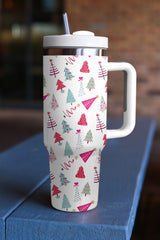 White thermos cup printed Cartoon Christmas Tree 40oz