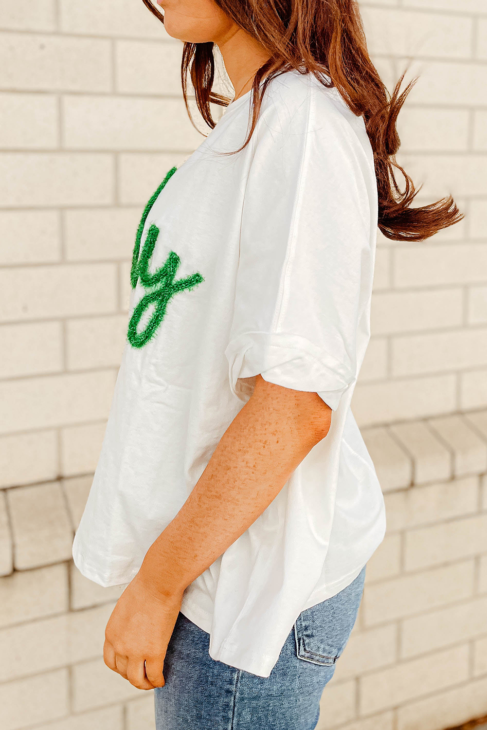 Fashionable white t-shirt with lifeline pattern st Patrick