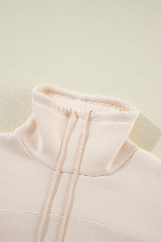 Apricot Turtleneck Batwing Sleeve Sweatshirt