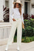 Beige corduroy high waist straight pants