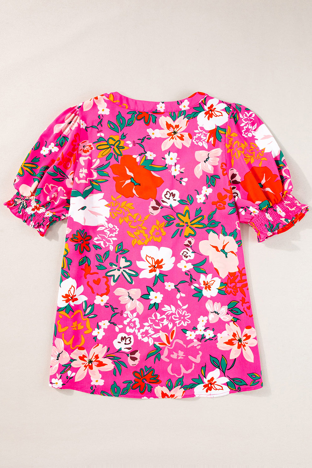 Blouse à manches bouffantes et col rose-A WOMAN WE LOVE