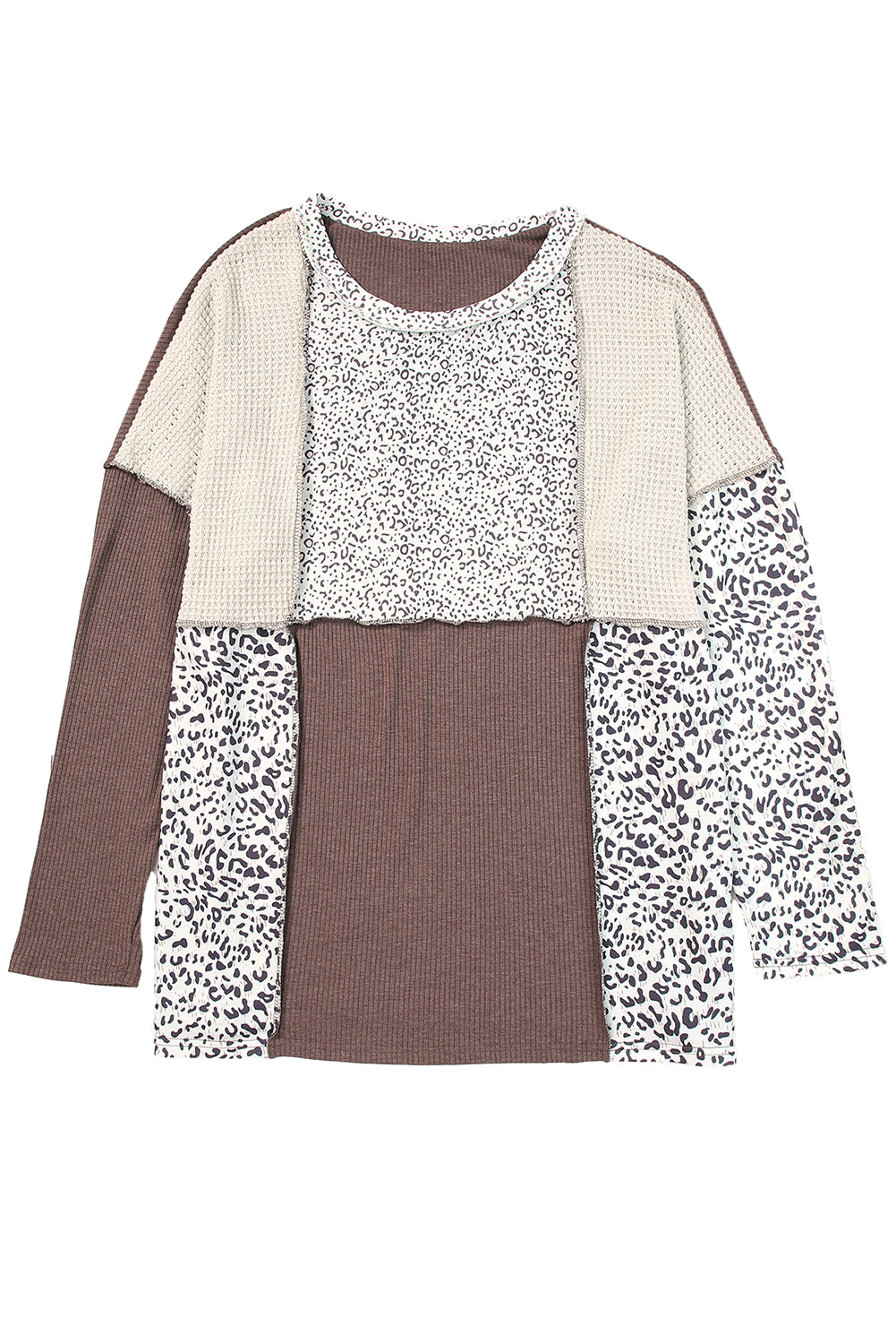 Top patchwork a maglia colorblock leopardo