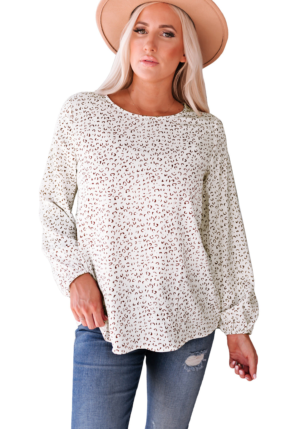 Leopard Crew Neck Langarmbluse