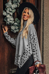 Uversize pulite gray leopard with upright collar *