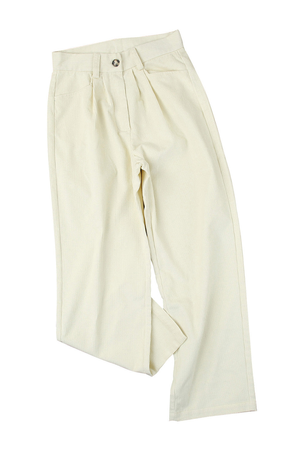 Pantalon à jambe droite à taille droite haute taille beige