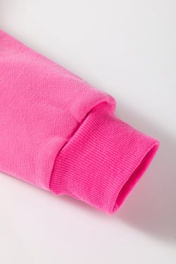 Sudadera con capucha con cordón apretado en esponja de esponja rosa desteñida pitaya