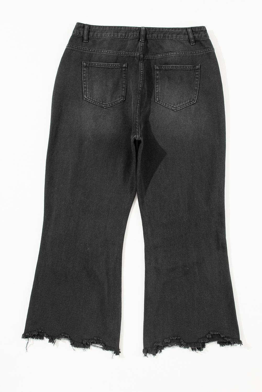 Jeans de bengala con cintura alta y hueco en negro angustiado