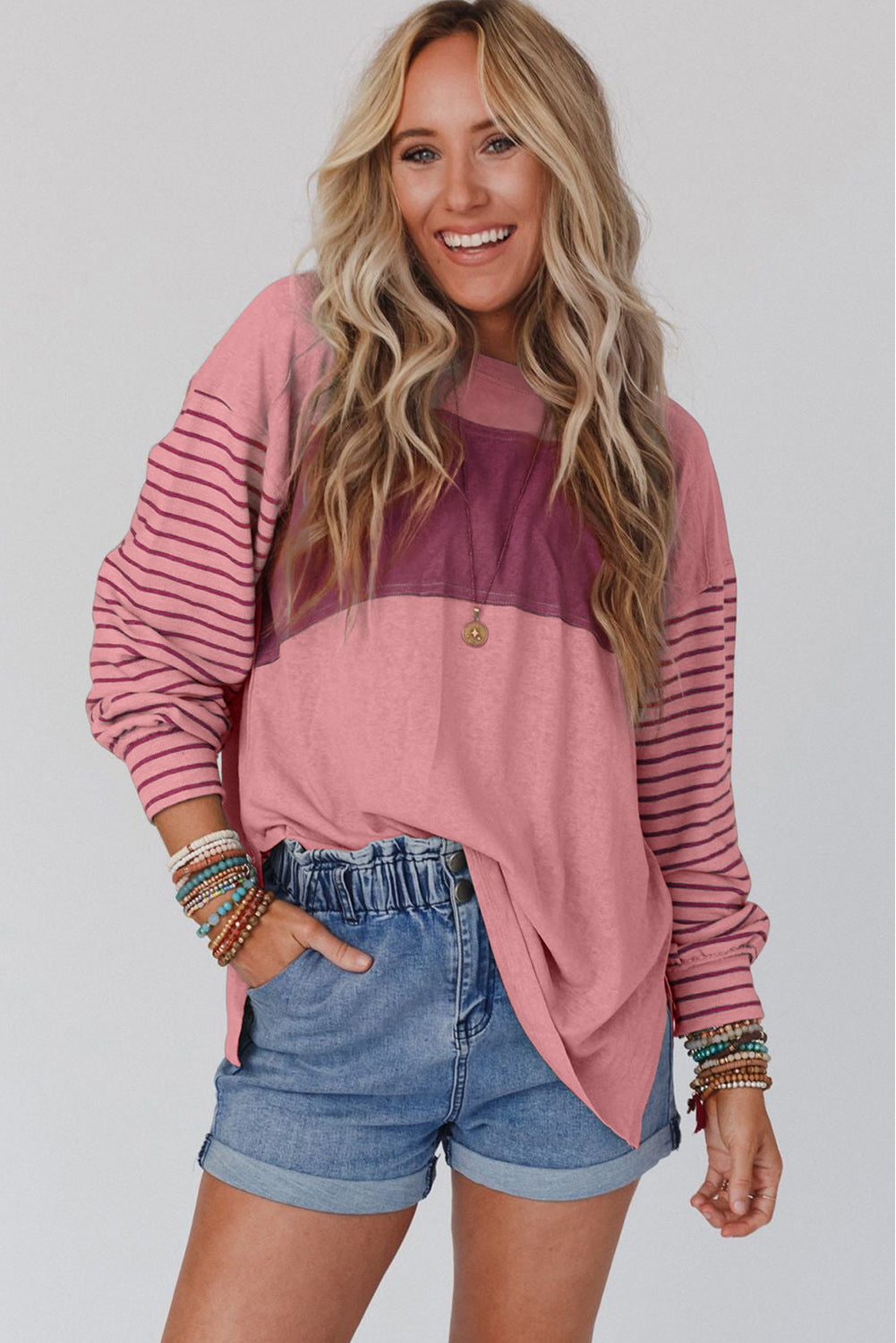 Pesca Blossom Colorblock Striped Bishop Topve