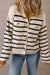 Black striped button cardigan with flap pocket