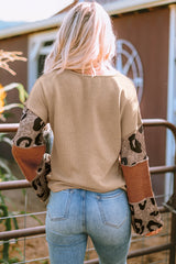Patchwork leopard knitting top