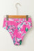 Bas de bikini texturé à imprimé tropical rose