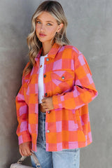 Chez orange jacket with chest pockets and folded collar