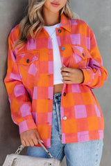 Chez orange jacket with chest pockets and folded collar
