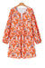 Mid-length orange dress with floral print, large size *