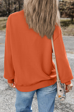 Plain orange crew neck sweatshirt with dropped shoulders