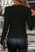 Black long sleeve t-shirt with wavy texture, solid color, slim fit