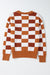 Orange sweater checkered and ribbed edges *