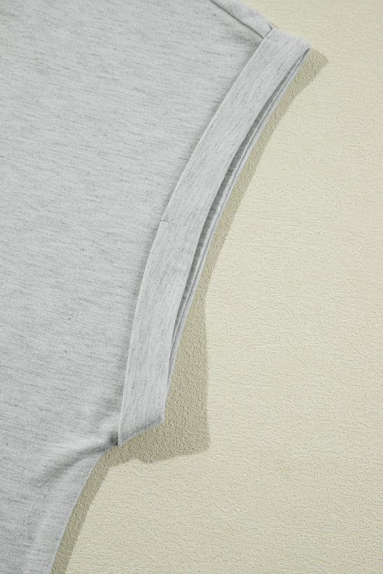 Grey set with cuffed sleeves and contrasting stitching shorts