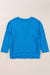 Blue long sleeve v-neck ribbed knit top with exposed seams