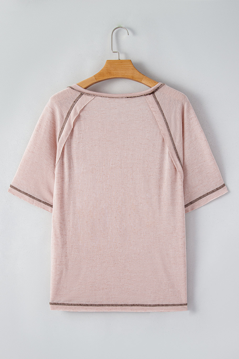 Dusty Pink Exposed Naht Detail Lose T-Shirt