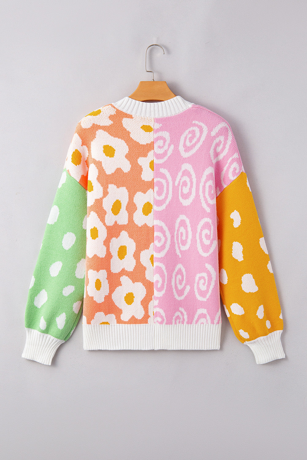 Cardigan ouvert sur le devant à imprimés variés de fleurs et de pois orange