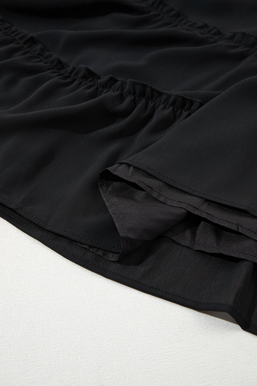 Black Sleeveless Ruffle V-Neck Dress with Buttons
