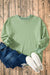 Solid Smoke Green Crew Neck Sweatshirt with High Low Hem