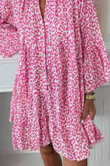 Mini-robe rose vif imprimée léopard *